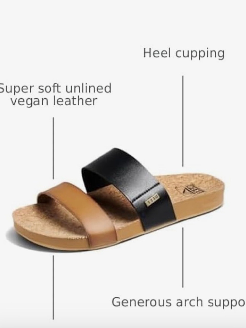 $60 REEF - Vistra cushion - Black & Brown Women’s Slide Sandals - PRE-OWNED